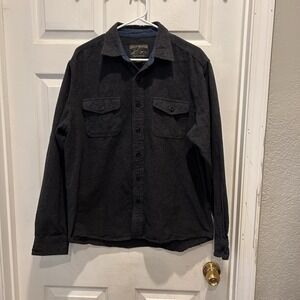 Grizzly Mountain Mens Long Sleeve Chamois Flannel Button Shirt Charcoal Gray L